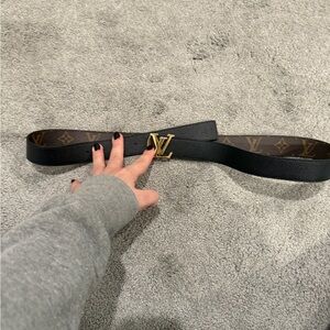 Louis Vuitton Black and Monogram Reversible Belt